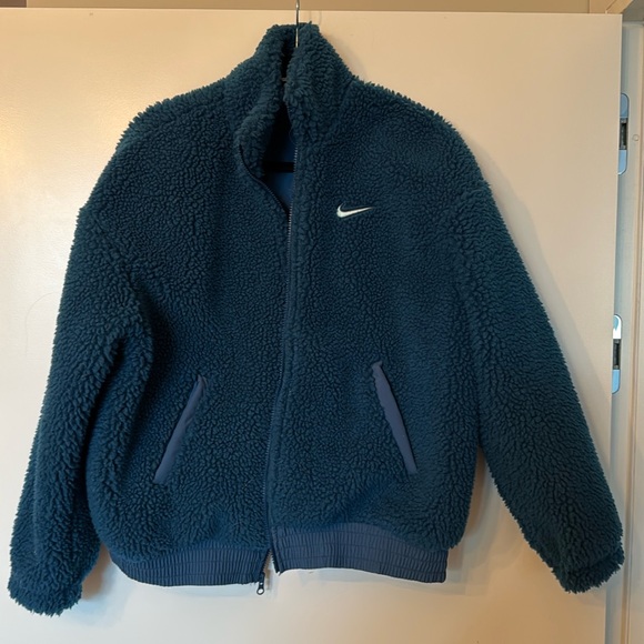 Nike shearling jacket bomber teal size medium - Picture 1 of 3